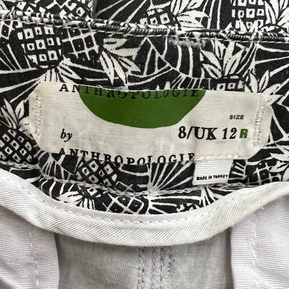 ANTHROPOLOGIE Black White Pineapple Print Bowery Ankle Crop Pants Size 8 - Picture 5 of 6